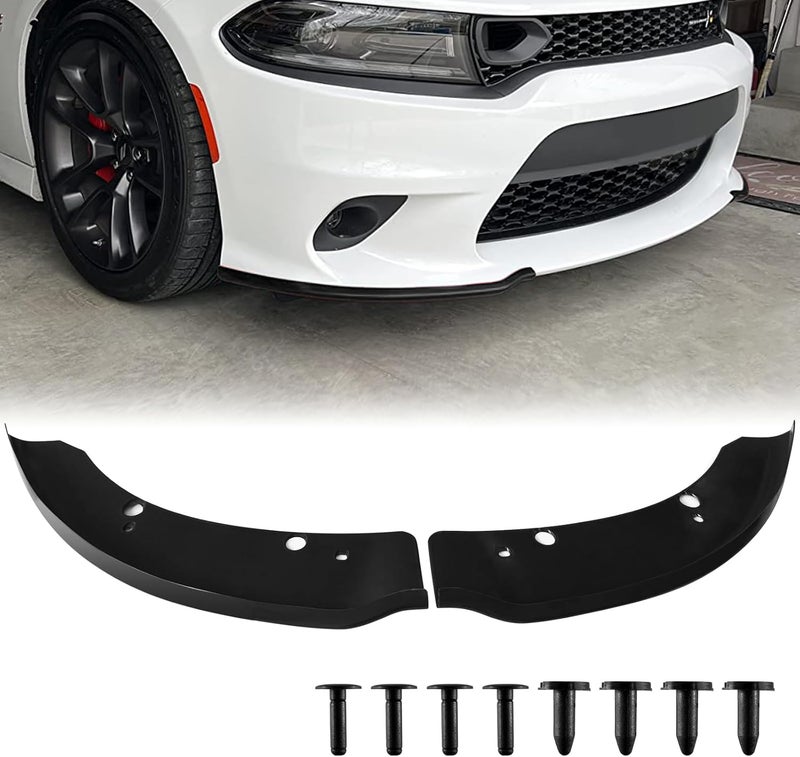 TENGBASE Front Splitter Protector for 2015-2023 Dodge Charger, Replacement Lip Spoiler Compatible with SRT 392/Scat Pack/RT/GT Trims (Black) - Image 1
